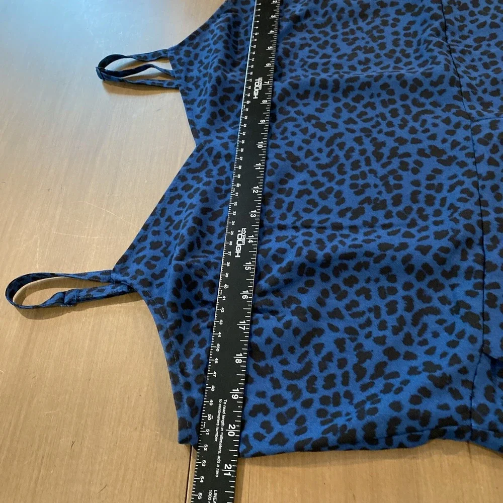 Apt 9 Women's Jumper Size 2XL Blue Black Animal Print Pockets Rouching Ash Strap